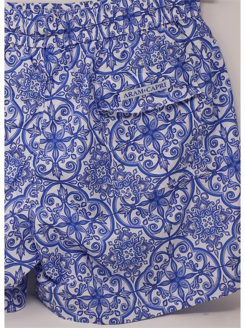 costume uomo con stampa maiolica Aram Capri | ACBXM0124BLU